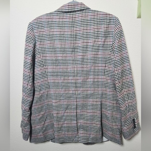 Talbots Check Blazer Notched Lapel Single Breast NWT Lined 14 Boyfriend Pockets - Picture 2 of 15